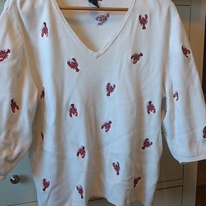 Embroidered sweater with lobsters